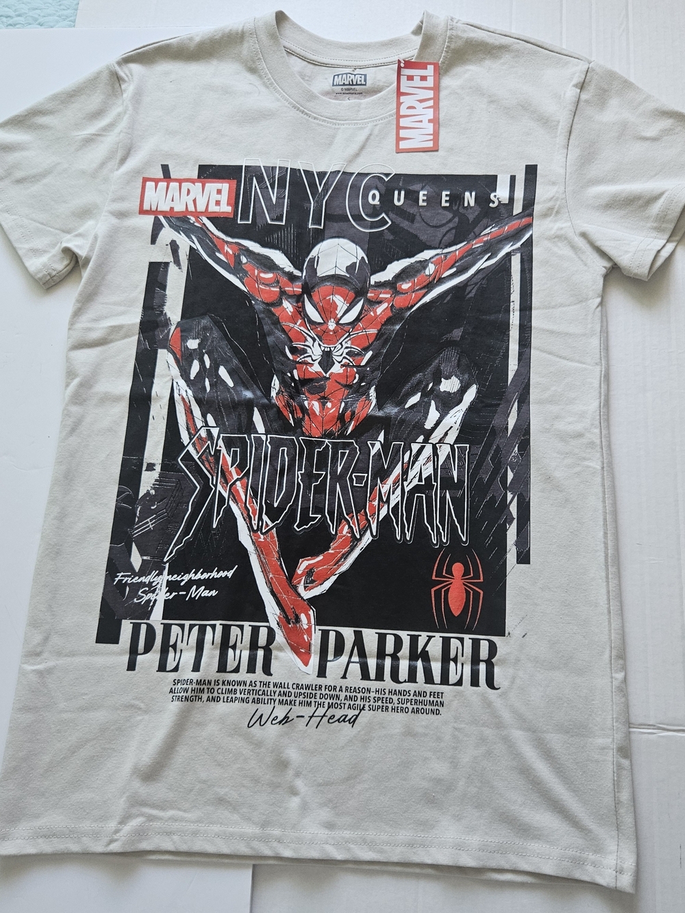 Marvel Spider-Man Peter Parker Graphic Tee - Beige/Black/Red